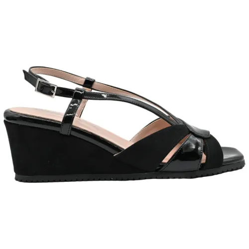 Cinzia Soft , Black Wedge Sandals ,Black female, Sizes: