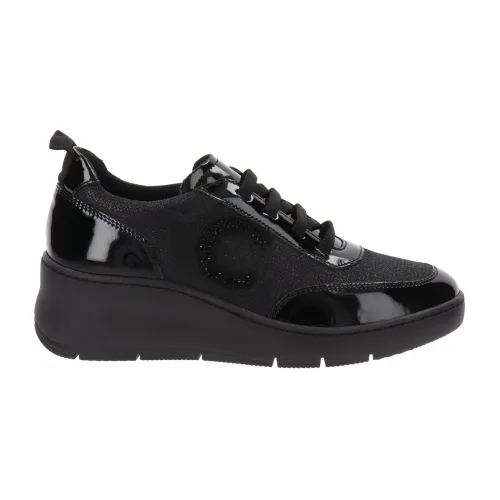 Cinzia Soft , Leather and Fabric Women Sneakers ,Black female, Sizes: