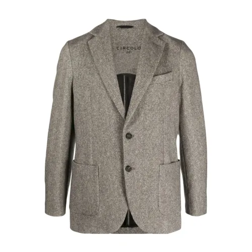 Circolo 1901 , Grey Herringbone Jackets with Notched Lapels ,Gray male, Sizes: