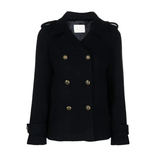 Circolo 1901 , Midnight Blue Wool Double-Breasted Coat ,Blue female, Sizes: