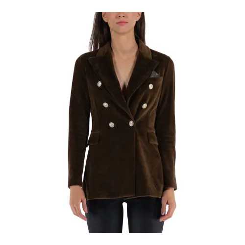Circolo 1901 , Reversible Double-Breasted Jacket ,Brown female, Sizes: