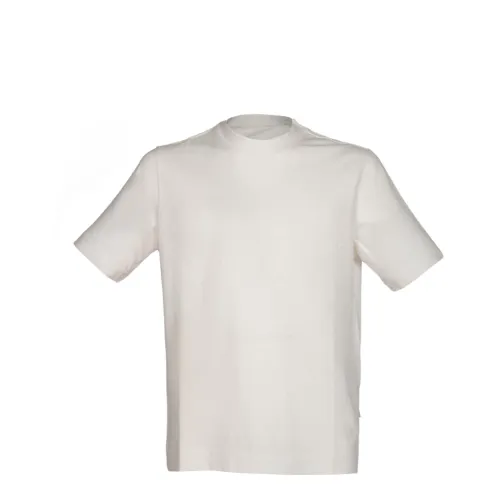 Circolo 1901 , Ribbed Collar Milk White Cotton T-shirt ,Beige male, Sizes: