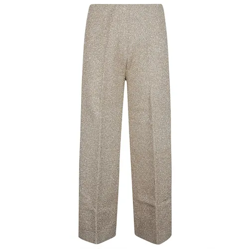 Circus Hotel , Golden Wide Leg Trousers ,Beige female, Sizes: