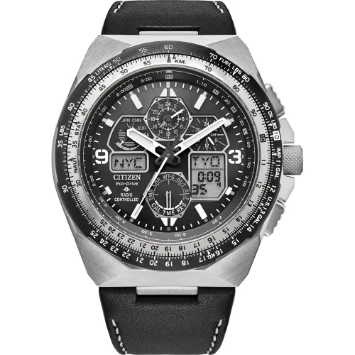 Citizen Men Analogue-Digital Eco-Drive Watch with Leather