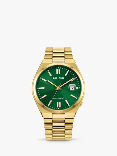 Citizen TSUYOSA Unisex Automatic Sunray Dial Bracelet Strap Watch - Gold/Green - Male