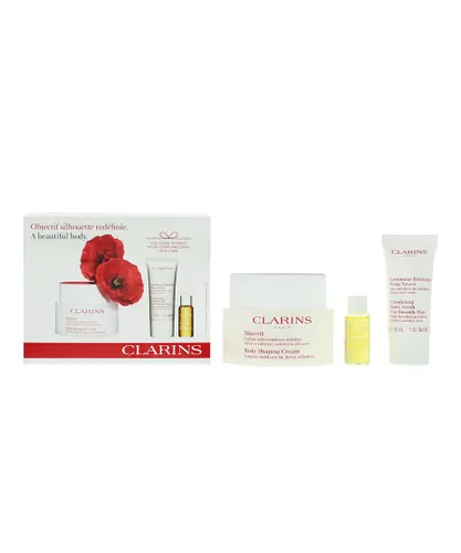 Clarins Womens A Beautiful Body Gift Set - Cream 200ml, Exfoliating 30ml + Tonic Oil 10ml - One Size