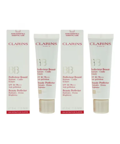 Clarins Womens Beauty Perfector BB Cream Hydrates -Evens- Brightens Fair 30ml x 2 - One Size