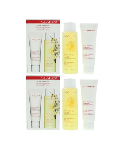 Clarins Womens Cleansing Time Gift Set Toning Lotion 200ml + Foaming Cleanser 125ml x 2 - NA - One Size