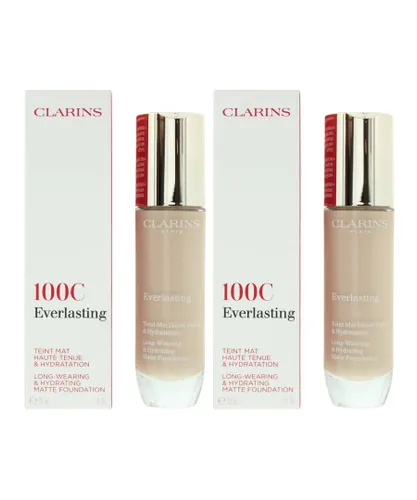 Clarins Womens Everlasting Long Wearing & Hydrating Foundation 30ml - 100C Lily x 2 - One Size