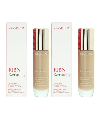 Clarins Womens Everlasting Long Wearing & Hydrating Foundation 30ml - 106N Vanilla x 2 - NA - One Size