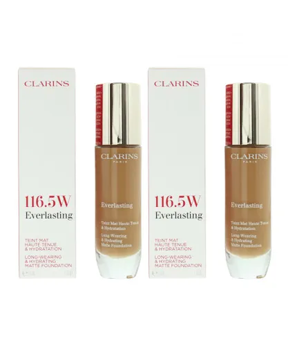 Clarins Womens Everlasting Long Wearing & Hydrating Foundation 30ml - 116.5W Coffee x 2 - NA - One Size