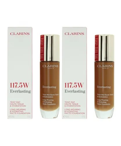 Clarins Womens Everlasting Long Wearing & Hydrating Foundation 30ml - 117.5 Pecan x 2 - One Size