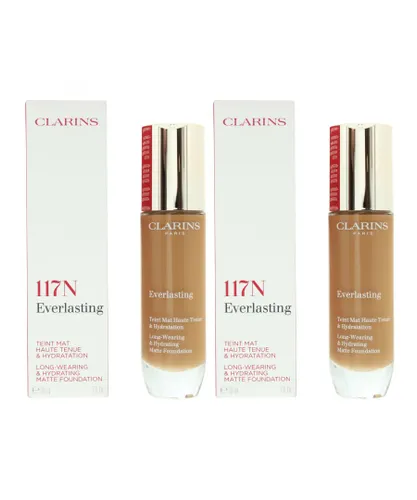 Clarins Womens Everlasting Long Wearing & Hydrating Foundation 30ml - 117N Hazelnut x 2 - NA - One Size