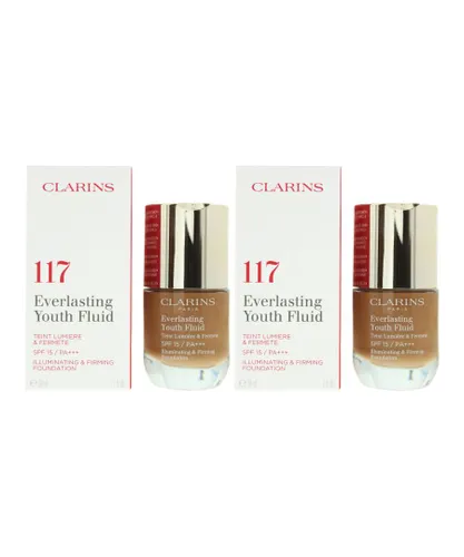 Clarins Womens Everlasting Youth Fluid Foundation 30ml - 117 Hazelnut x 2 - NA - One Size
