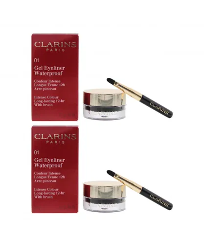 Clarins Womens Gel Eyeliner Waterproof Intense Colour Brush #01 Black 3.5g X 2 - One Size