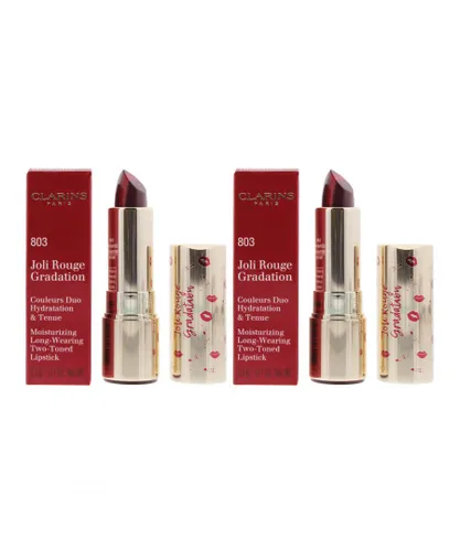 Clarins Womens Joli Rouge Gradation Long-Wearing Two-Toned Lipstick 803 Plum 3.5g x 2 - NA - One Size