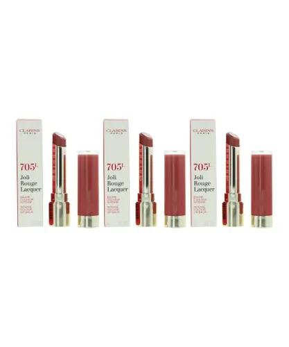 Clarins Womens Joli Rouge Lacquer Intense Colour Lip Balm 3g - 705L Soft Berry x 2 - NA - One Size