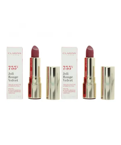 Clarins Womens Joli Rouge Velvet Matte & Moisturizing Lipstick 3.5g - 755V Litchi X 2 - NA - One Size