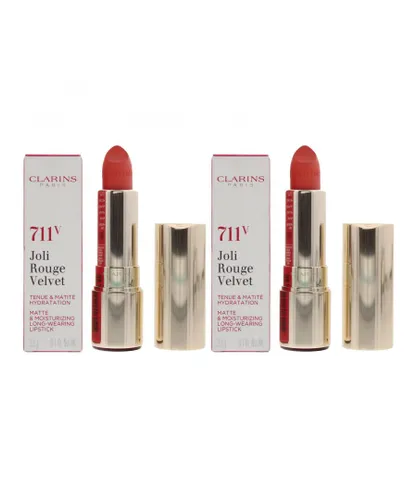 Clarins Womens Joli Rouge Velvet Matte & Moisturizing Lipstick 711V Papaya 3.5g x 2 - NA - One Size