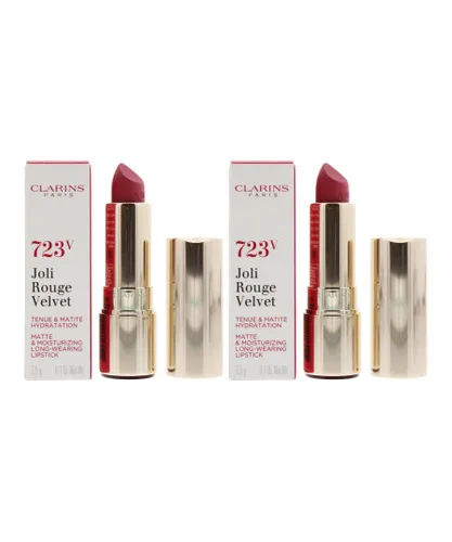 Clarins Womens Joli Rouge Velvet Matte & Moisturizing Lipstick 723V Rasberry 3.5g X 2 - NA - One Size