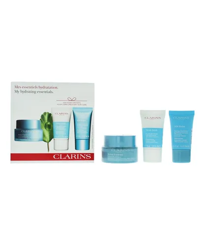 Clarins Womens My Hydrating Essentials Gift Set - Hydra-Essentiel Day Cream 50ml, Refreshing Hydration Mask 15ml + Scrub - One Size