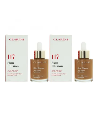 Clarins Womens Skin Illusion Natural Hydrating Foundation 30ml - 117 Hazelnut x 2 - NA - One Size