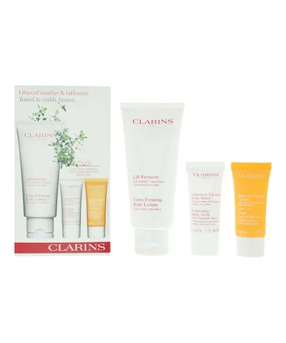 Clarins Womens Toned & Visibly Firmer Gift Set Body Lotion 200ml, Scrub 30ml + Tonic Bath & Shower - NA - One Size
