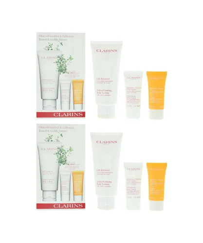Clarins Womens Toned & Visibly Firmer Gift Set Body Lotion 200ml, Scrub 30ml + Tonic Bath & Shower x 2 - One Size