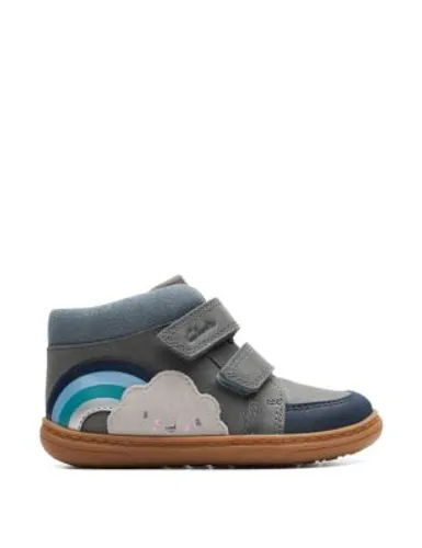 Clarks Baby Leather Rainbow Riptape Ankle Boots (3 Small - 6 ½ Small) - 3 SG - Blue Mix, Blue Mix