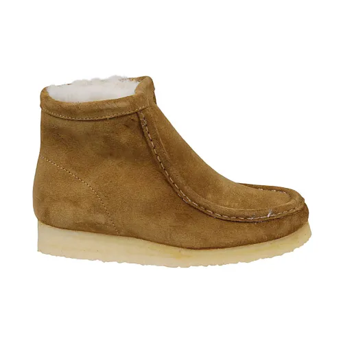 Clarks , Beige Wallabee Hi Suede Leather Boots ,Beige female, Sizes:
