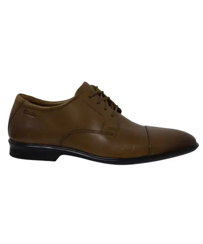 Clarks Bensley Cap Mens Dark Tan Oxford Shoes - Brown Leather