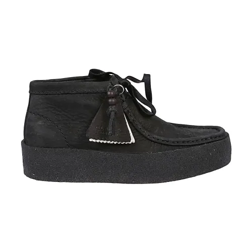 Clarks , Black Leather Wallabee Cup BT Boots ,Black female, Sizes: