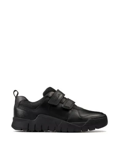 Clarks Boys Leather Riptape School Shoes (3 Small - 2½ Large) - 13.5SG - Black, Black