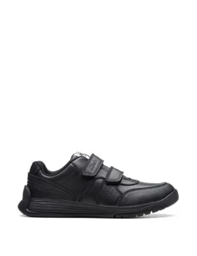 Clarks Boys Leather Riptape Trainers (8 Small - 2½ Large) - 2.5F - Black, Black
