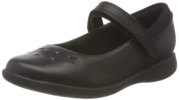 Clarks Etch Bright Kid Leather Shoes In Black Wide Fit