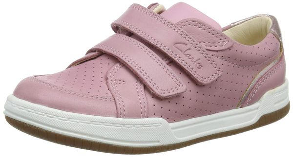 Clarks Girl's Fawn Solo T Sneaker, Light Pink Leather, 7.5 UK Child