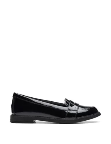 Clarks Girls Patent Leather Slip-On Loafers (13 Small - 2½ Large) - 13 SF - Black Patent, Black Patent