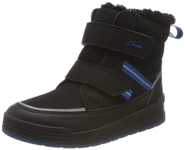 Clarks Jumper Jump Kid Synthetic Boots In Black Wide Fit