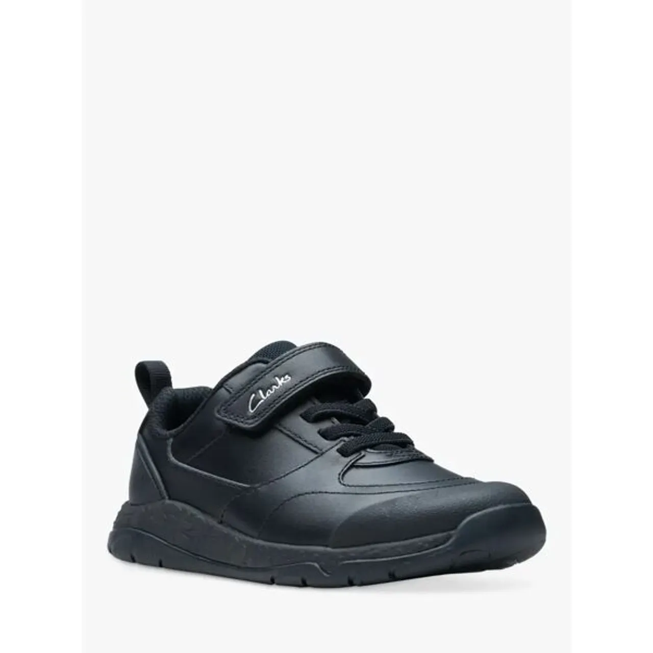 Clarks Kids' Steggy Stride Leather Shoes - Black Leather - Male