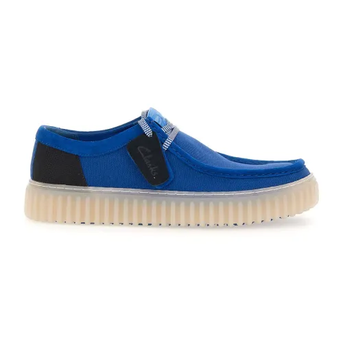 Clarks , Mens Lace-up Flat Shoes ,Blue male, Sizes: