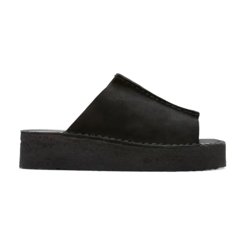 Clarks , Originals Wedge Slide Black Shoes ,Black female, Sizes: