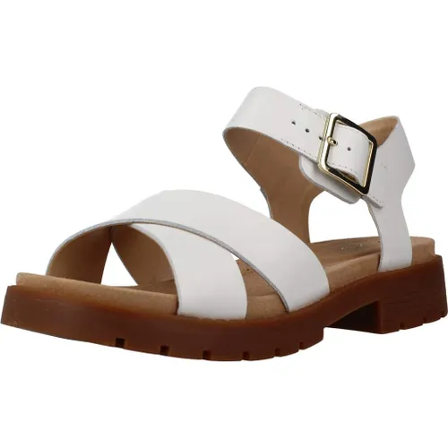 Clarks Orinoco Strap Leather Sandals In White Standard Fit