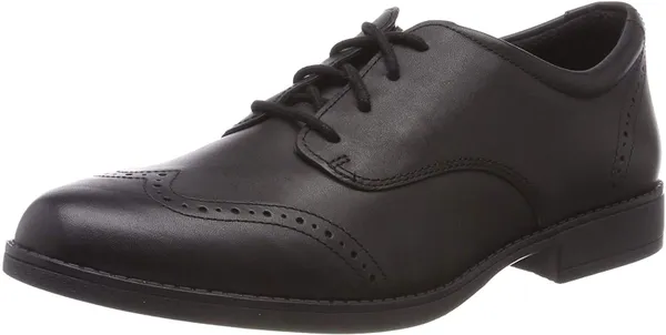 Clarks Sami Walk Youth Leather Shoes In Black Standard Fit