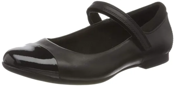 Clarks Scala Gem Youth Leather Shoes In Black Standard Fit
