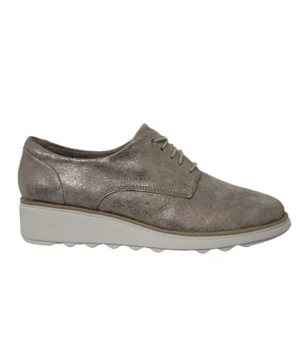 Clarks Sharon Crystal Pewter Womens Brown Shoes - Grey Leather