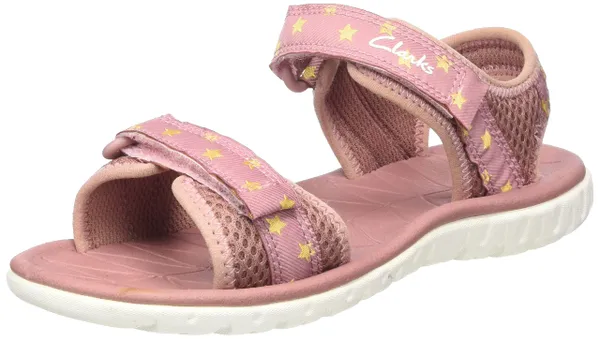 Clarks Surfing Tide Kid Textile Sandals In Dusty Pink