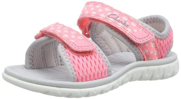 Clarks Surfing Tide Toddler Textile Sandals In Pink Combi