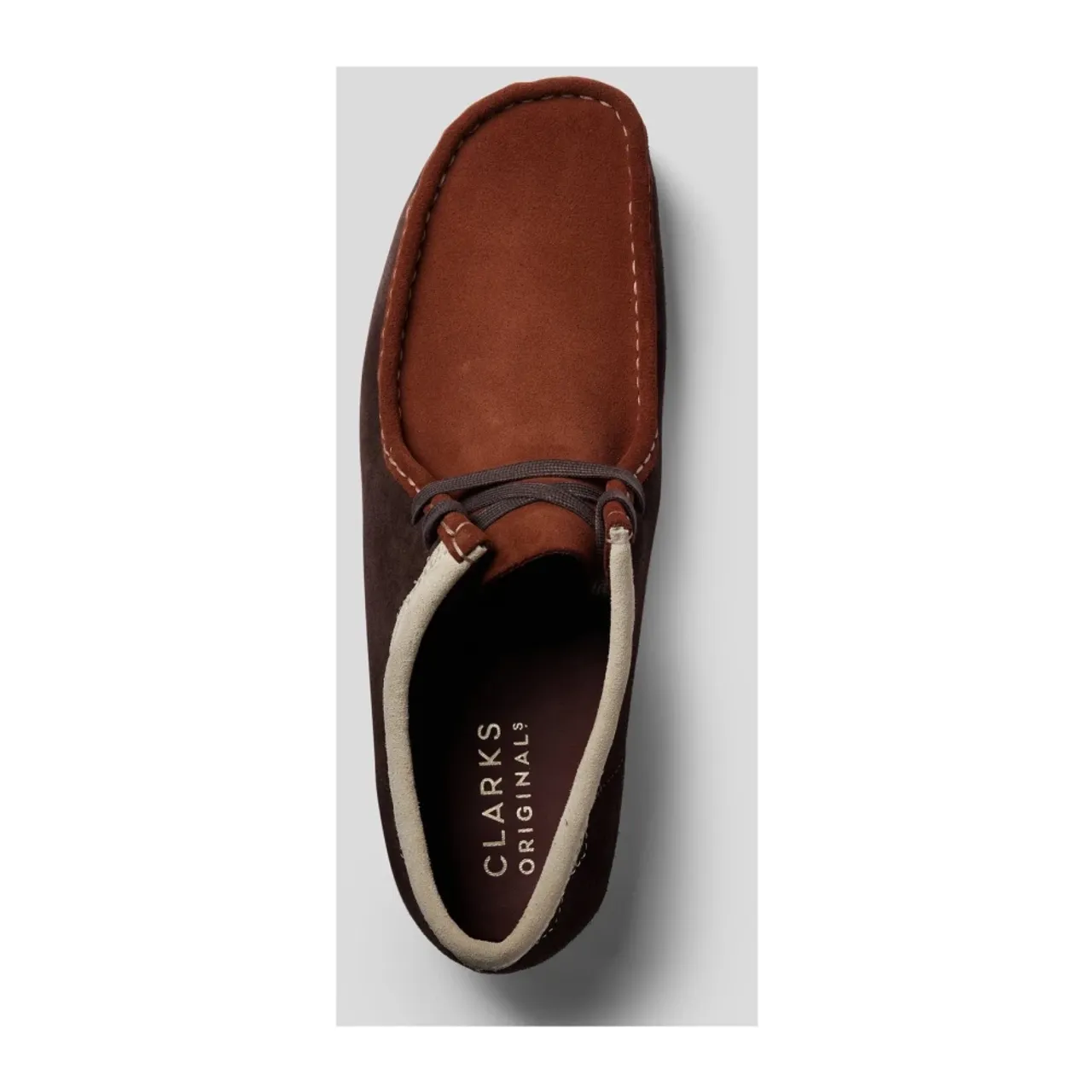 Clarks , Wallabee Dark Tan Lace-Up Shoes ,Brown male, Sizes: