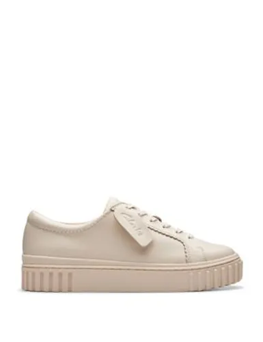 Clarks Womens Leather Lace Up Trainers - 3.5 - Cream, Cream