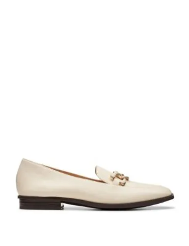 Clarks Womens Leather Slip On Loafers - 3 - Ivory, Ivory